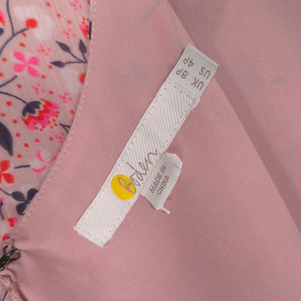 BODEN Jane Milkshake Pink Floral Dress Petite 4 Short Sleeve Knee Midi Women’s - Picture 2 of 11